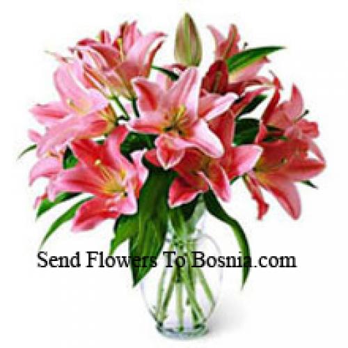 Cute Lilies in Glass Vase