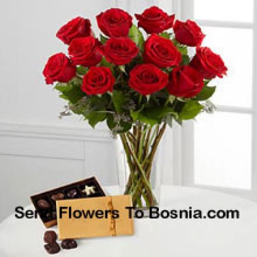 12 Rote Rosen mit leckeren Godiva-Schokoladen