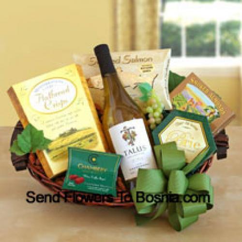 Elegant White Wine and Snack Basket