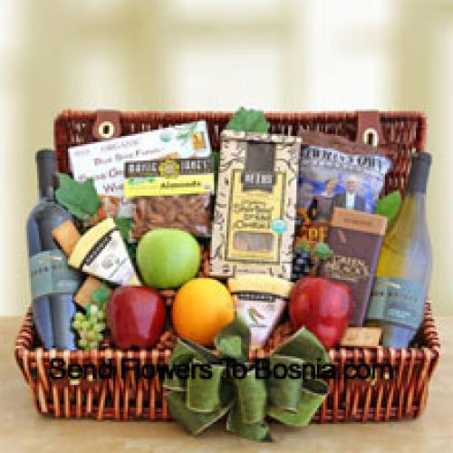 Basket of Fruits, Wines and Snacks